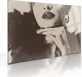Tablou pe sticlă - Vintage, poza unei femei (70x50 cm)
