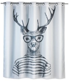 Perdea duș anti mucegai Wenko Mr. Deer, 180 x 200 cm, alb