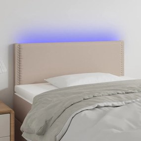 3121549 vidaXL Tăblie de pat cu LED, cappuccino, 80x5x78/88cm, piele ecologică