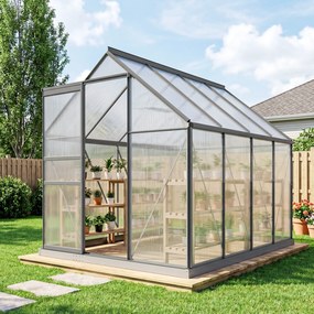 Outsunny Sera Walk-In Aluminiu &amp; Policarbonat – Ventilatie si Jgheab | Aosom Romania