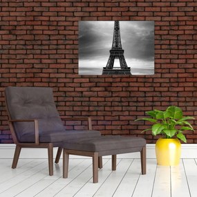 Tablou pe sticlă - Mașină roz în Paris (70x50 cm)