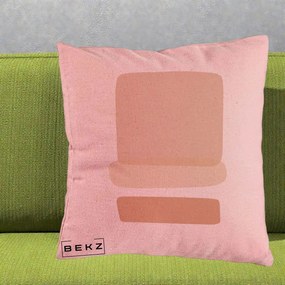 Perna Decorativa Abstract Forme Bej Poudre, 40x40 cm, Roz, Husa Detasabila, Perna Inclusa, BEKZ®