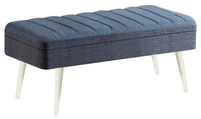 Masă de sufragerie extensibilă cu 2 scaune și 2 bănci Vlasta (alb + albastru închis). 1073084