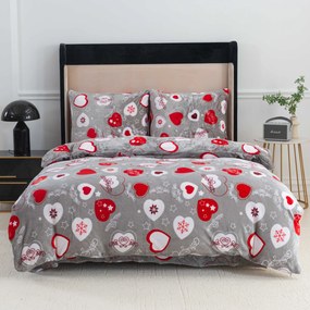 Lenjerie de pat cu microplus CHRISTMAS HEART gri Dimensiune lenjerie de pat: 70 x 90 cm | 140 x 220 cm