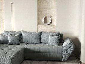 Colțar extensibil dumonde cu ladă de depozitare si sezut confortabil din spuma high-density, Loana Zoom Grey 270x185 cm