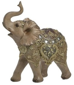Elefant din rasina Brown Golden 23 cm x 10 cm x 26 cm