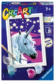CREART PICTURA PE NUMERE PENTRU COPII UNICORN VISATOR CARE STRALUCESTE IN INTUNERIC - RAVENSBURGER (RVSPBN20204)