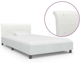 284870 vidaXL Cadru de pat, alb, 90 x 200 cm, piele ecologică