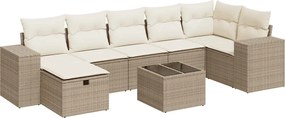 vidaXL Set canapele de grădină, 8 piese, cu perne, bej, poliratan