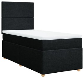 3291130 vidaXL Pat box spring cu saltea, negru, 90x190 cm, textil