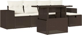 vidaXL Set canapele de grădină cu perne, 6 piese, maro, poliratan