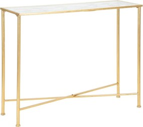 Masă consolă albă-aurie cu blat din sticlă 35x100 cm Butterflies – Mauro Ferretti