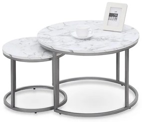 Set 2 mese de cafea Paola - marmura/silver