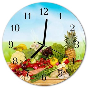 Ceas de perete din sticla rotund Fructe legume Alimente și băuturi din fructe Multi-colorat