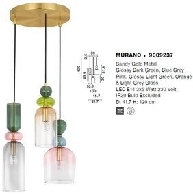 Lustra cu 3 Pendule design decorativ modern MURANO