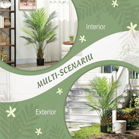 HOMCOM Palmier Artificial 120 cm cu Ghiveci Inclus, 22 Frunze, pentru Casă, Living, Birou și Balcon, Verde | Aosom Romania