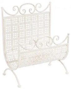 Suport pentru reviste alb antichizat din metal, Emily Bizzotto