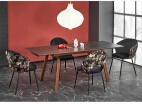 Masă de sufragerie extensibilă 140-200 cm Leta (marmură negru + nuc) (pentru 6 8 persoane). 1049564