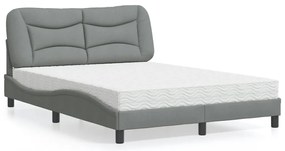 vidaXL Pat cu saltea, gri deschis, 120x200 cm, textil