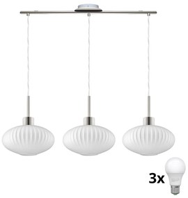 Lustru LED pe cablu HARMA 3xE27/60W/230V crom mat/alb
