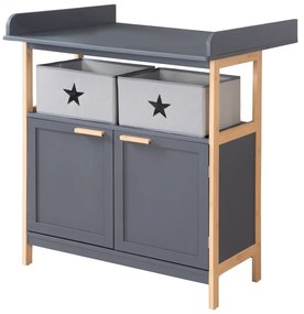 Comodă de copii gri antracit joasă cu masă de schimbat 87x75 cm Berlin – Roba