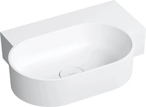 Lavoar suspendat Omnires Ovo M+ finisaj alb mat 55.5 cm dreapta