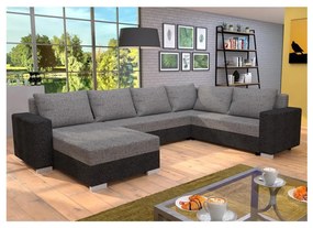 Colțar extensibil tapițat universal în formă de U YORK, gri/bej/maro