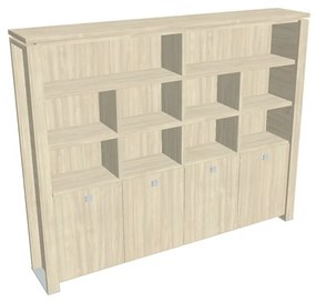 Dulap înalt Verno+ 260 x 46 x 210 cm, cu rafturi, salcâm