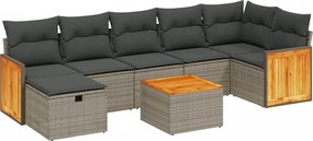 vidaXL Set canapele de grădină cu perne, 8 piese, gri, poliratan