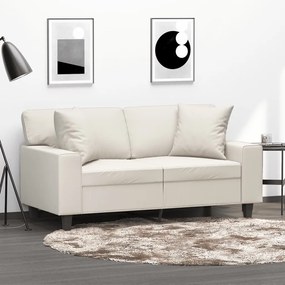 3153054 vidaXL Canapea cu 2 locuri, perne&pernuțe crem 120 cm piele ecologică