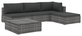 46783 vidaXL Set mobilier de grădină cu perne, 5 piese, gri, poliratan