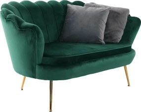 Bancă în stil Art-deco, catifea Velvet smarald/crom auriu, NOBLIN
