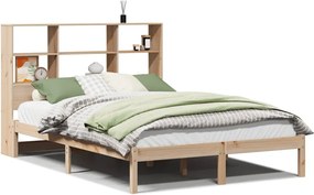 vidaXL Pat cu bibliotecă fără saltea, 160x200 cm, lemn masiv de pin
