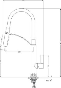 Baterie bucatarie extractabila finisaj crom-negru Gerbera BGB_B720
