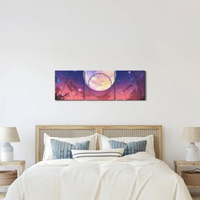 Tablou - Femeie și câine pe lună plină (cu ceas) (90x30 cm)