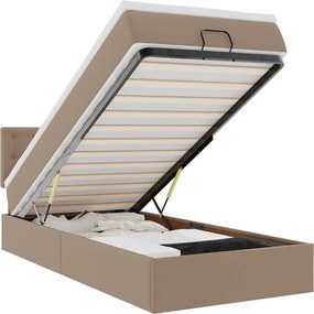 vidaXL Pat otoman cu saltea, cappucino, 90x190cm, piele ecologică