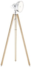 Lampadar LED de podea retro cu trepied lemn natur FOTO NEW