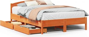 vidaXL Cadru pat fără saltea, maro ceruit, 135x190 cm, lemn masiv pin