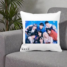 Perna Personalizata K-Pop Grup Foto Stele, 40x40 cm, Alba Mata, Husa Detasabila, Perna Inclusa, BEKZ®