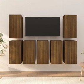Comode TV, 7 buc., stejar maro, 30,5x30x60 cm, lemn prelucrat Stejar brun, 7