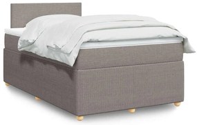 vidaXL Pat box spring cu saltea, gri taupe, 120x200 cm, textil