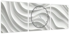 Tablou - Valuri Albe 3D (cu ceas) (90x30 cm)