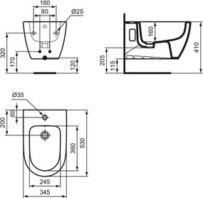 Set vas WC suspendat Ideal Standard I.life O cu capac softclose alb si bideu