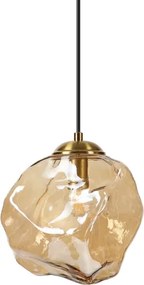 Lustră CRISTAL suspendată pe cablu, 1xE14/15W/230V, alamă/bej fumuriu