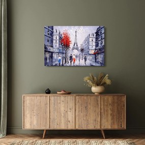 Tablou - Străzi din Paris, pictură în ulei (90x60 cm)