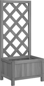 vidaXL Jardinieră cu spalier, gri, lemn masiv de brad