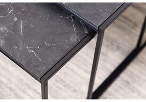 Măsuțe de cafea negru-mat 3 buc. cu blat cu aspect de marmură 60x120 cm Infinity – Actona