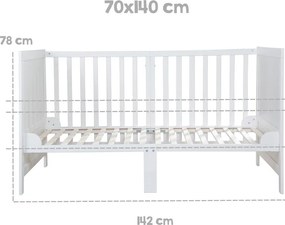 Pătuț alb cu înălțime reglabilă 70x140 cm Easy Sleep – Roba