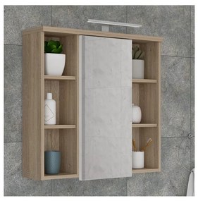 Dulap de baie suspendat cu oglindă VENOM, alb/stejar sonoma