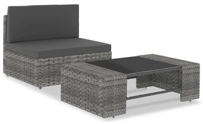 vidaXL Set mobilier de grădină, 2 piese, gri, poliratan